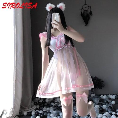 SIROLISA Sweet Japanese School Girl Pink Blue Costume Babydoll Women Sexy Student Cosplay Sailor Moon Uniform Cheerleader