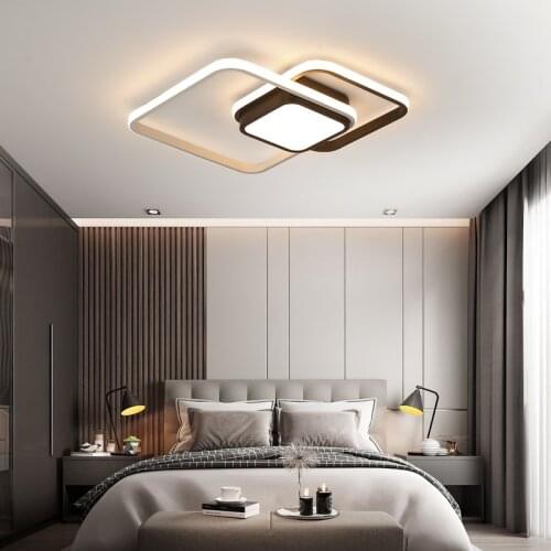 LED Modern Ceiling Lamp for Bedroom Living Room Kitchen Indoor Square Black Home Roofing Dining Hanging Chandeliers Lighting