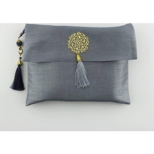 Grey Powder Color Bag, Yasin-i Serif Book, Rosary, Prayer Rug Gift Set