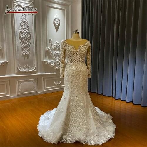 African Mermaid wedding dress With Long Sleeve New NS4117