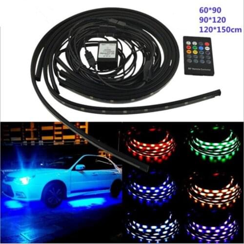 4pcs Car RGB LED Strip Light Under LED Strip Lights 7 Colors Tube Underbody System Neon Chassis Light Kit WIth Remote For Cruze
