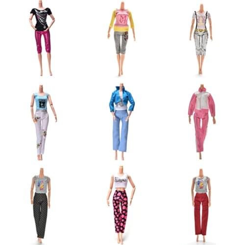 Top + Pants/set New Fashion Suit Summer Autumn Wear Clothing Dress For Doll Toys Outfit Blouse Trousers for Girls Gift