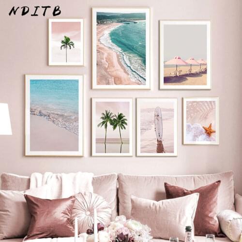 Tropical Sea Beach Seascape Canvas Painting Surf Palm Landscape Poster Print Nordic Wall Art Picture Modern Home Decoration