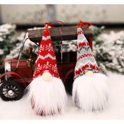 Xmas Tree Decoration Faceless Doll Shape Hanging Christmas White Beard Gnome Doll Cristmas Ornament Xmas Happy New Year 2022