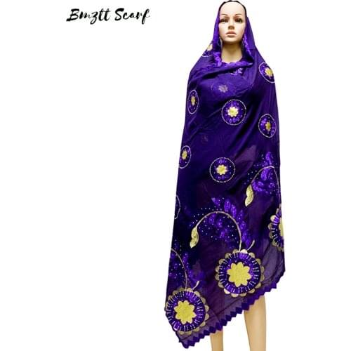 African Women Scarf Shawl Winter Cotton Embroider Hijabs Muslim Fashion Headscarf Turkey India Shawl For Women Arabic BF-190