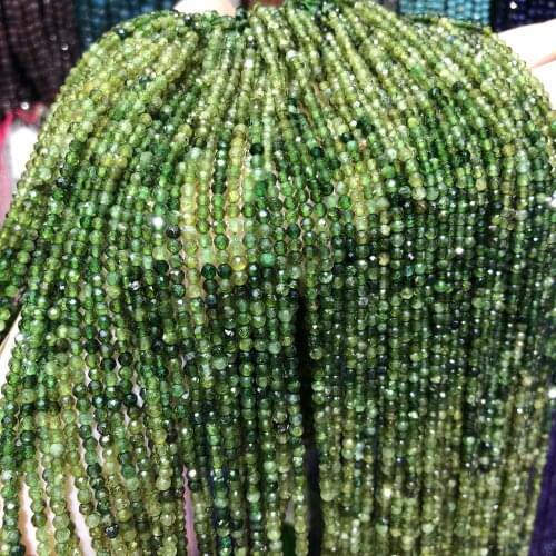 High Quality Green Tourmaline Scattered Beads Natural Gem Stone Faceted Round Beads for Jewelry Making DIY Necklace Earring 15