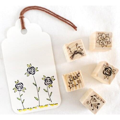 XINAHER 12 pcs/box mini Flower stamp DIY wooden rubber stamps for scrapbooking stationery scrapbooking standard stamp