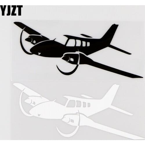 YJZT 15.5X6.7CM Twin Engine Light Aircraft Funny Vinyl Car Stickers Decals Black / Silver 10A-0025