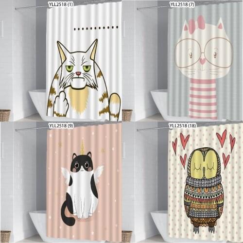 Cartoon cat owl bathroom shower curtain funny shower curtain shower curtain floral curtain bathroom shower curtain waterproof