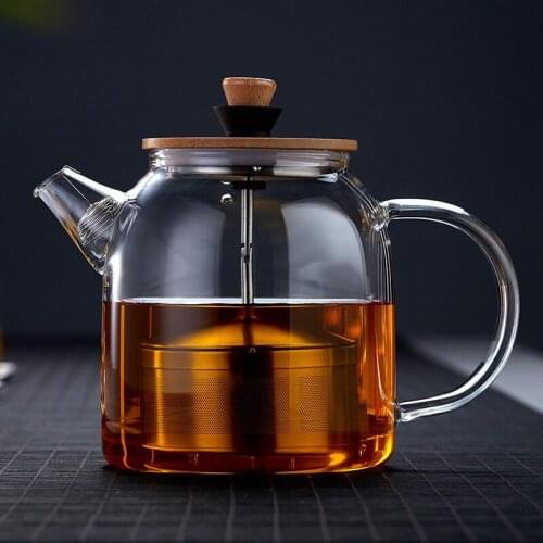 Thickened glass teapot anti cracking heating teapot suit glass household stainless steel filter tea cooker