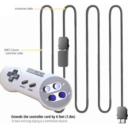 1.8M Gamepad Extension Cable Game Extender Cord for Nintend SNES Classic Mini controller for NES for Wi controller Black