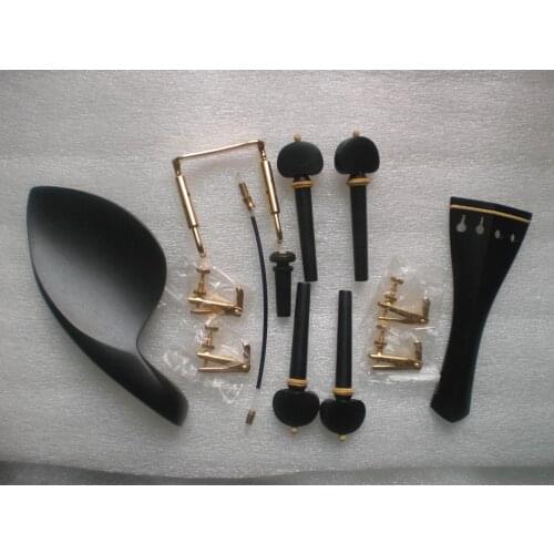 1 Set Best Quality Ebony Fitting 4/4 with Gold color Fine Tuner Clamp gut 0403