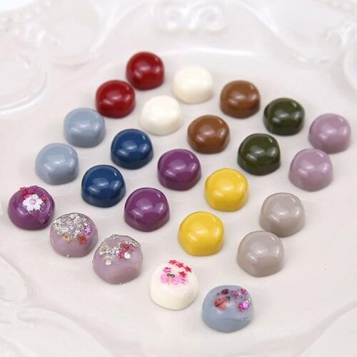 10pcs 2020 Wholesale Retro Solid Color Cut Surface Half Pill Resin Patch Earrings For Women Material Fashion Jewelry Accessories