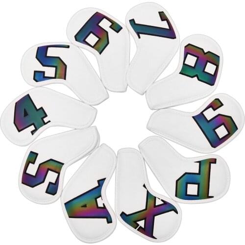 10pcs / Set Gradients Number PU Golf Club Irons Head Covers Headover Wedges Cover