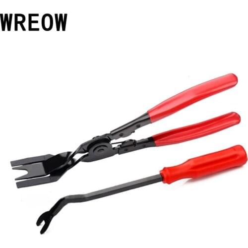 2pcs Car Door Panel Trim Clip Removal Tool Pliers Rivets Fastener Pry Bar Tool Removal Hand Tool Set