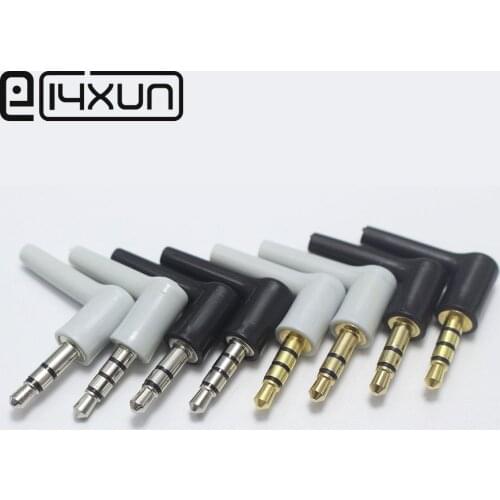 2pcs 3.5mm stereo headset plug jack 3 4 pole 3.5 Nickel/Gold Plated 90 Degrees Black&White Audio Plugs Jack Adaptor Connector