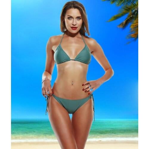 2021 Swimsuit Push Up Bikini Set Bathing Suit Women Swimwear Solid Yellow Bikinis Sexy Biquini Beachwear Swimsuits