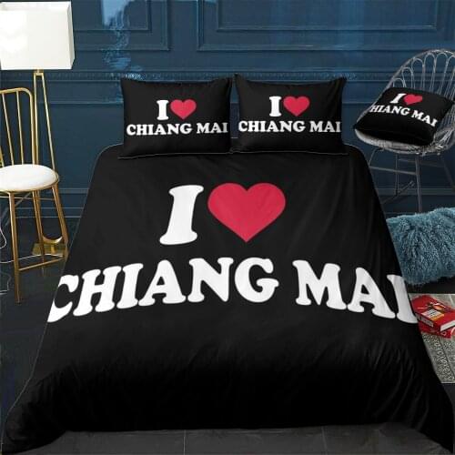 I love Chiang Mai Duvet Cover Comfortable Quilt Home Decora Design Universal Bedding Set Bedclothes+Pillowcase 3pcs
