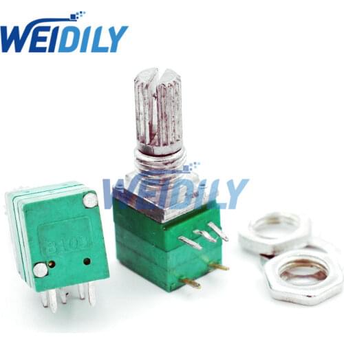 5PCS/LOT 5pin RV097NS single linked potentiometer B10K with a switch audio / power amplifier /sealing potentiometer handle 15mm