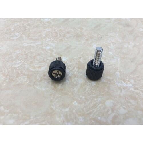 5pcs M4 cross gum head hand screw plastic screws vertical pattern knurled bolts carbon steel black and white 6mm-10mm length