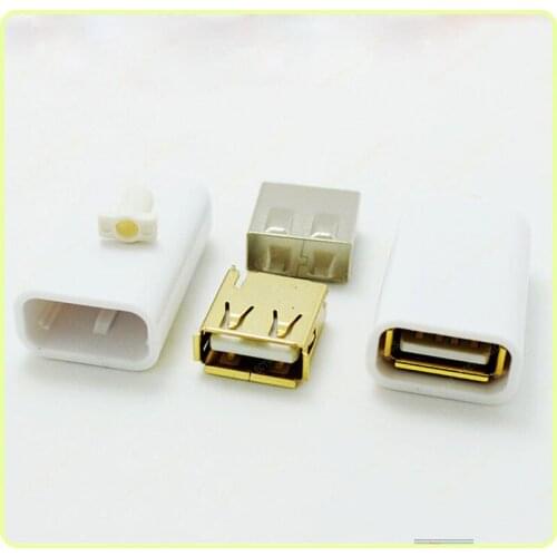 50sets/lot Golding-plating USB female jack sockect with white plastic cover wildly use