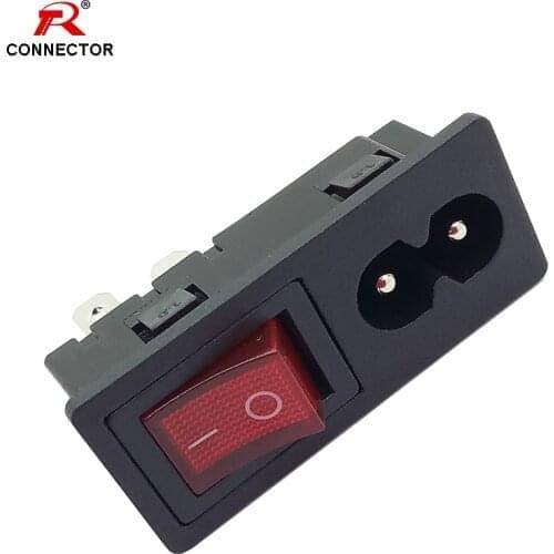 50pcs Power Rocker Switch & Socket Connector, Switch with 3 Pin or 4 Pin, Panel Mount Power Adapters