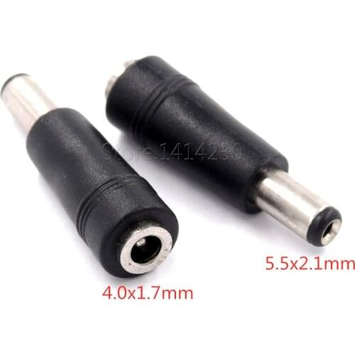 DC Power Adapter Connector Plug DC Conversion Head Jack Female 4.0x1.7mm Turn Plug Male 5.5x2.1mm Black