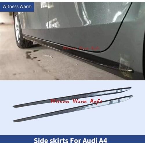 FRP unpainted Carbon Fiber side skirts apron side Lip Splitters for AUDI A4 B8 B8.5 2009 2010 2011 2012 2013 2014 2015
