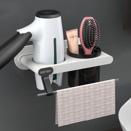 Hair Dryer Holder Wall Mounted Bathroom Storage Rack Plastic Comb Storage Hair Dryer Organizer Shelf Bathroom Accessories