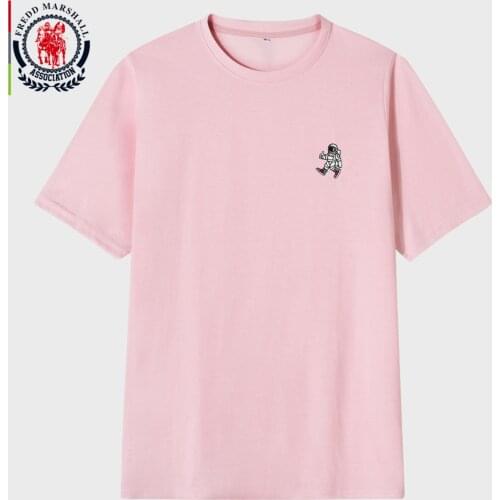 FREDD MARSHALL 2021 New Fashion Astronaut Print T-Shirt Short Sleeve Casual Soft T Shirt Crew Neck Solid Color Tee Tops 3013