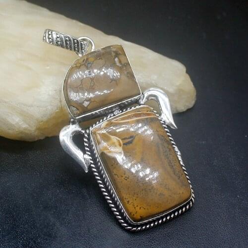 Gemstonefactory Jewelry Big Promotion Single Unique 925 Silver Vintage Sea Sediment Hematite Women Lady Necklace Pendant 0238