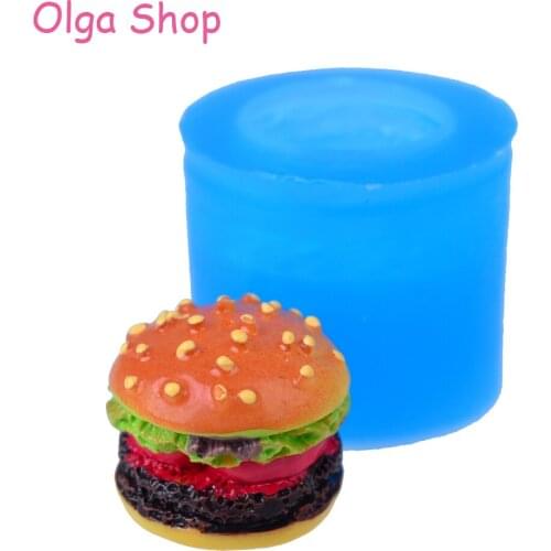 GYL501 19.5mm 3D Humburger Silicone Mold - for Fondant Sugarcraft Cake Decoration Resin Jewelry Cabochon Charm Pendant Moulds