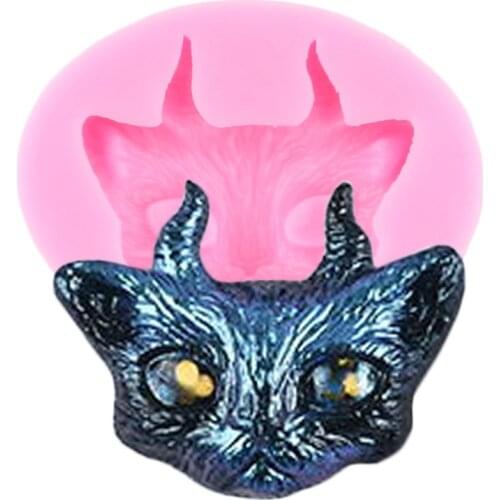 Halloween Devil Cat Resin Silicone Mold Animals Chocolate Fondant Moulds Cupcake Topper Cake Decorating Tools Clay Candy Molds