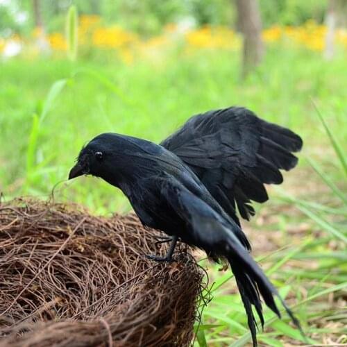 Feather Crow Black Crow Prop Artificial Realistic Feather Ghost Decoration Prop Supplies Bird Christmas Halloween Bird Fest T3E5