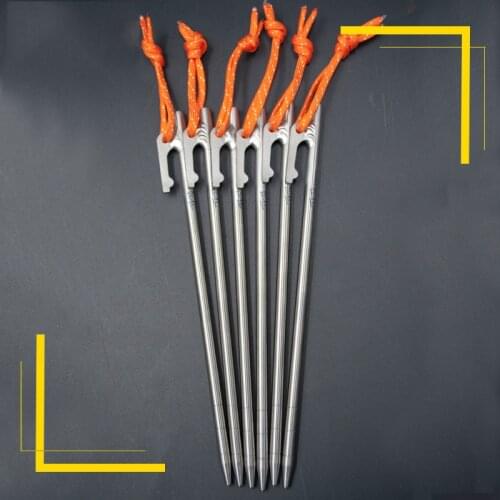 High Strength Titanium Alloy Tent Pegs for Camping Stakes for Rocky/Hard Places Titanium Nail 7*200mm Long Canopy Tent