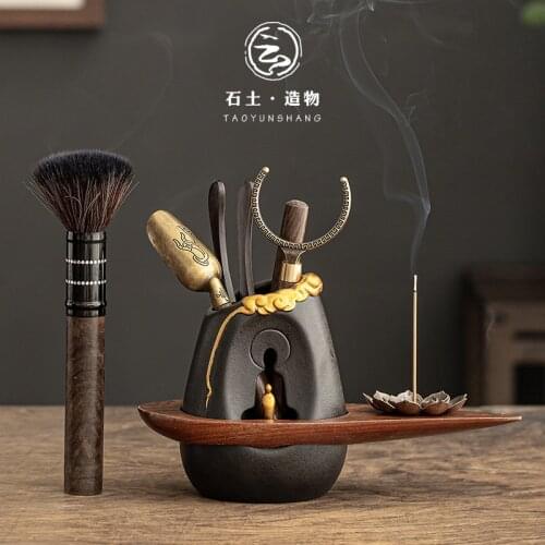 Multifunctional tea ceremony ebony solid wood tea ceremony six gentlemen set Kung Fu tea set accessories Daquan tea making tools