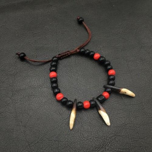 Fashion Handmade Statement Wolf Tooth Fangs Spike Amulet Bracelets Accessories Jewelry Men bracelet