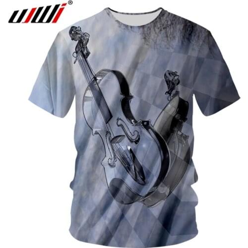 UJWI Autumn New Mens Fashion Tee Shirt 3D Printed Guitar Short Sleeve O Neck Tshirt Man Loose T-shirt Unisex Clothing Wholesale
