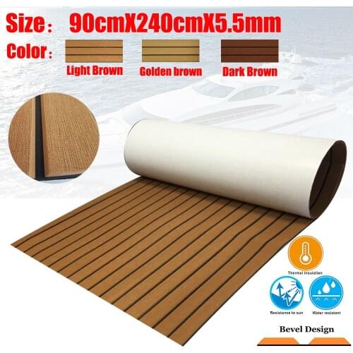 EVA Teak Decking Sheet Yacht Boat Flooring Non-slip Carpet Mat 90cm240cm/35.4"94.5" Light Brown In Black Marine Accessories