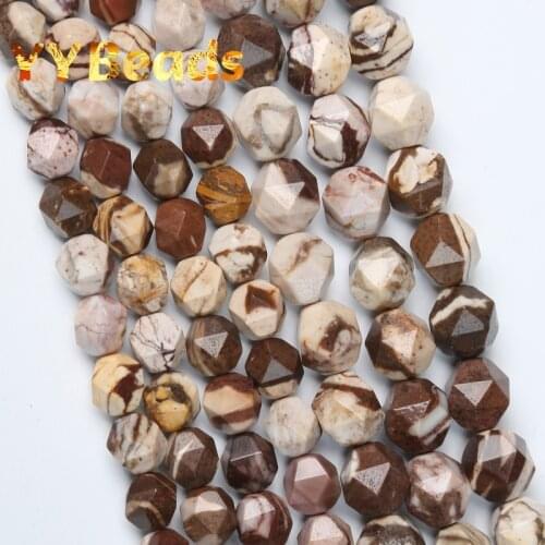 Natural Stone Faceted Australia Zebra Jaspers Beads 6 8 10mm Smooth Loose Beads For Jewelry Making DIY Charms Bracelet 15"Strand