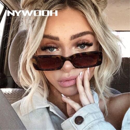 NYWOOH Vintage Small Sun Glasses Men Women Retro Brand Designer Rectangle Sun Glasses Gradient Shades Chic Sunglass UV400