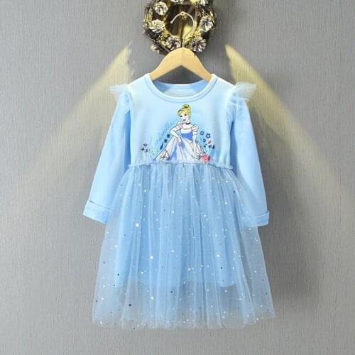 Spring Pretty Cinderella Princess Dress Girl Long Sleeve Mesh Costume Autumn Teen Girls Frozen Party Toddler Childrens Vestidos