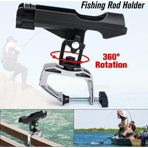 Fishing Holder Useful Sea Fishing Mount Tackle Tools for Boat with Large Clamp Opening 360 Degree Adjustable Fishing Rod Holder