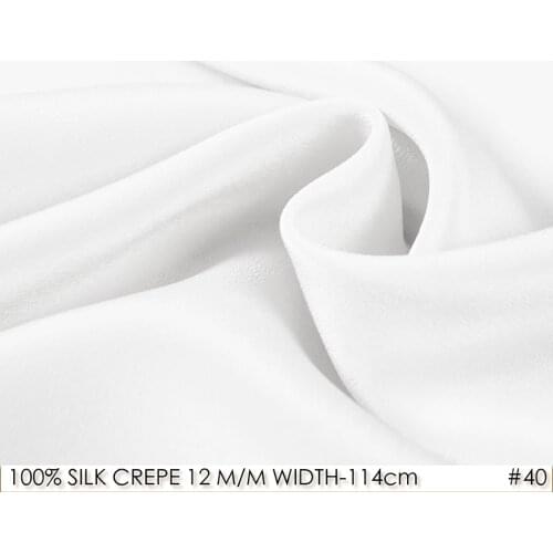 SILK CREPE DE CHINE 114cm width 12momme/100% Natural Mulberry Silk Fabric DIY Matt Color Women Evening Dress Off white NO 40