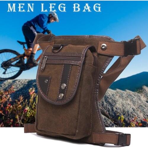 Motorcycle Brown Canvas Leg Bag Vintage Multi-pocket Waist Pack Canvas Wear Resistant Bag For Mens Travel Hiking Climbing Riding