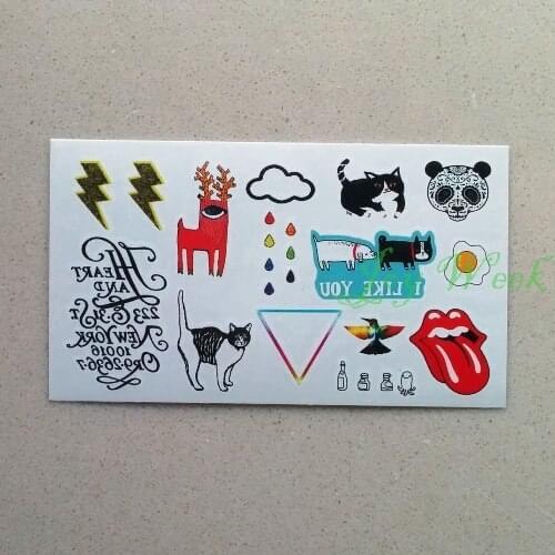 Waterproof Temporary Tattoo sticker fresh cute panda tattoo lip cat tatto stickers flash tatoo fake tattoos for girl women