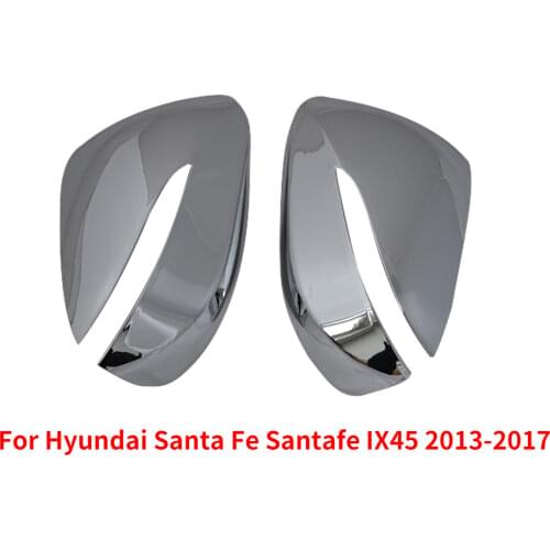 CAPQX 1Pair For Hyundai Santa Fe Santafe IX45 2013-2017 Door Side Wing Mirror Chrome Cover Rearview mirror Lid Accessories shell