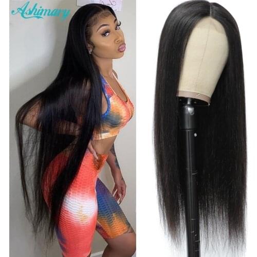 Ashimary 30 Inch Transparent Lace Wig Middle Part Lace Wigs Straight Human Hair Wigs For Women T Lace Part Wig 250 Density Lace