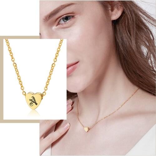 Free Personalize Engrave Alphabet Heart Love Choker Necklaces for Women Jewelry Stainless Steel Custom Birthday Gifts for Her
