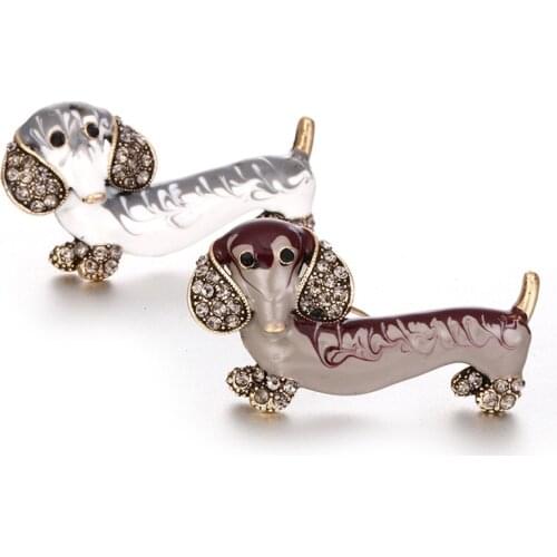 1 Pcs Shiny Rhinestone Dachshund Dog Brooches For Women Pin Buckle Crystal Jewelry Women Clothing Suit Brooches Gift